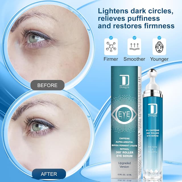 Model applying Dongyu Caffeine Eye Cream